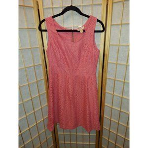 Loft " Ann Taylor" Pink Salmon Lace Eyelet Lined Sundress (Size 4)